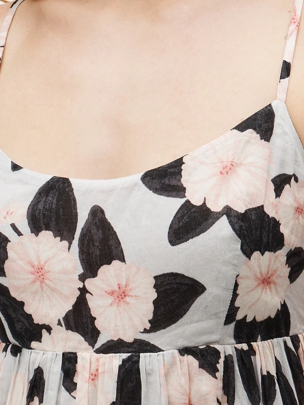 J. Crew Oyster Grey‎ Ruffle Maxi Dress Peony Print 100% Organic Cotton Large NWT